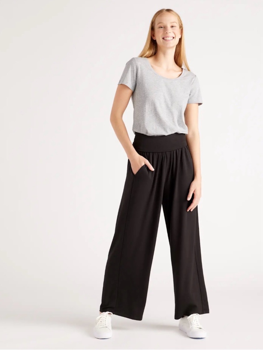 Quince Women French Terry Modal Wide Leg Pants Black Medium